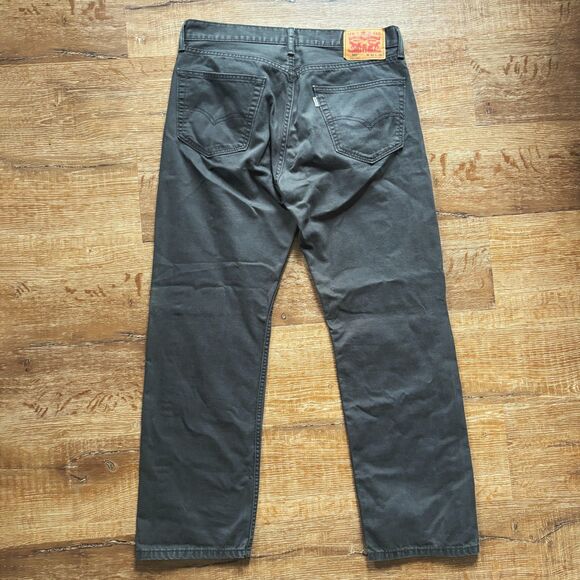 Levi's 505 Mens 33x30 Jeans Regular Fit Straight Leg Dark Gray Green White Tab - Picture 3 of 4